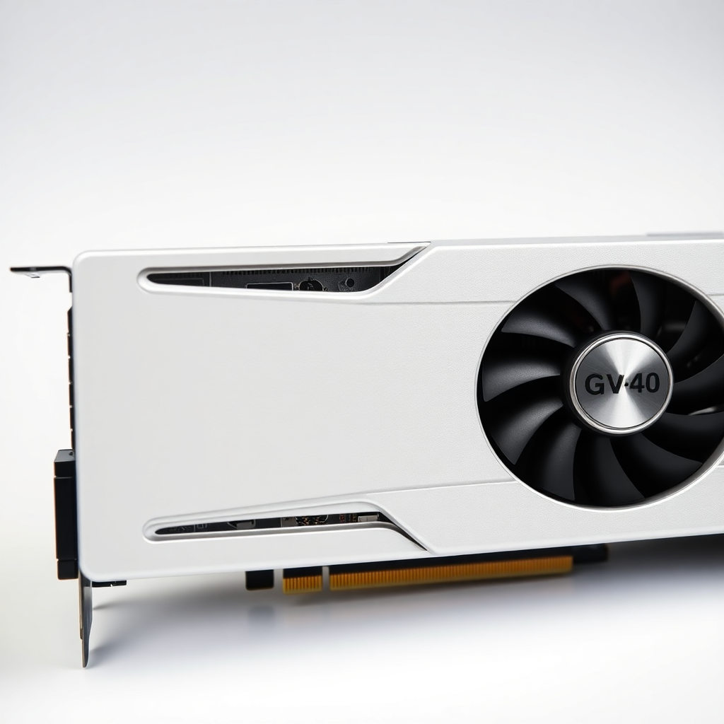 NVIDIA A40 GPU card close-up, professional product photography, white background, high detail